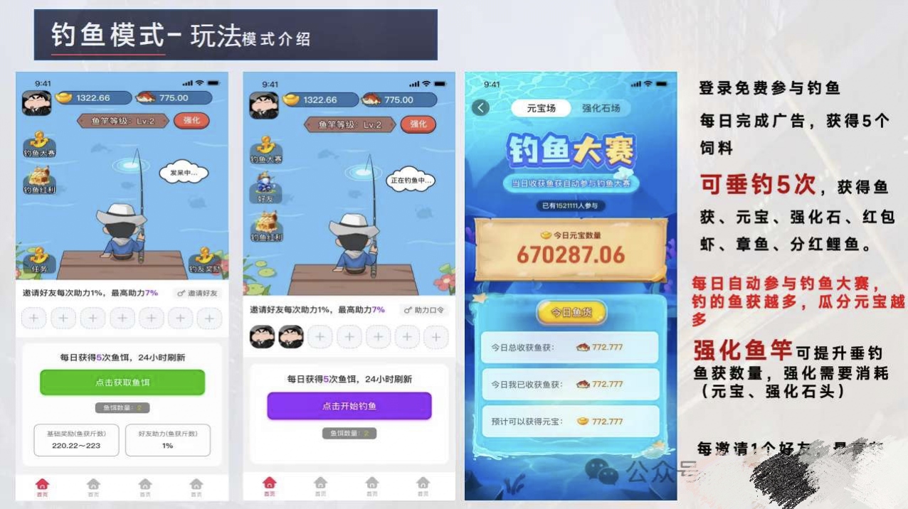 多米短剧零撸，每日看5个广告获得鱼饵，产出的鱼获直接提米。