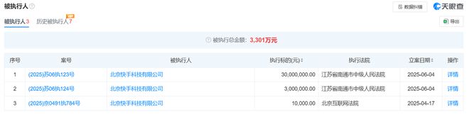 被执行3300万元！快手再为内容侵权买单